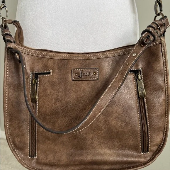 Justin Crossbody Brown and Cream Lace with Turquoise Stone - Picture 2 of 11